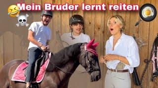 Mein Bruder lernt reiten