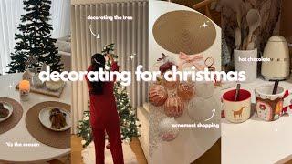 DECORATING FOR CHRISTMAS️ ornament shopping, haul, decorating the tree & holiday aesthetic
