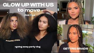 GLOW UP WITH US TO MOVE TO LA | going to the beauty supply store, getting braids, + going away party