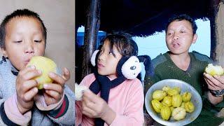 we are enjoying steam chayote after harvesting beans || Bhumi village family ||