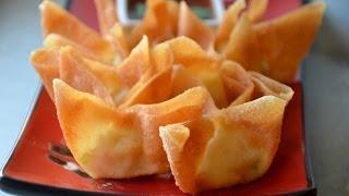 How to Make Restaurant Style Crab Rangoon เกี๊ยวครีมชีสปูอัดทอด