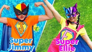 24 Hour Superhero Challenge Ellie vs Jimmy with DIY Costumes  | Ellie Sparkles Show