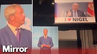Nigel Farage trolled by Vladimir Putin 'I Love Nigel' banner during campaign speech