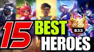 Top Meta Heroes To Solo Rank Up Season 33 ||  mobile legends bang bang tier list 2024