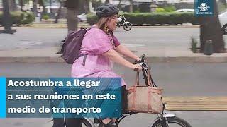 Con 7 velocidades y plegable, esta es la bici de Xóchitl Gálvez con la que llegó a su registro