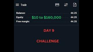How to grow a small account $10 to $160,000 in 95 days. Day 9 challenge  #tradingforex #trading