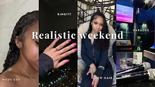 VLOG: Realistic Weekend || Karaoke Night, Curly wash routine , New Hair , RINGG?!? & MORE