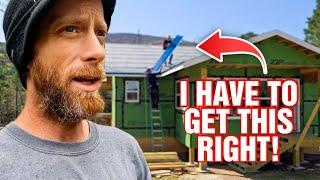 This Was STRESSFUL! Standing Seam Metal Roof Valley Pieces INSTALLED On Our Cabin Homestead Build
