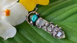 Soft Solder Quartz Point & Turquoise