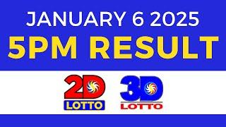 5pm Lotto Result Today January 6 2025 | PCSO 2D 3D Lotto