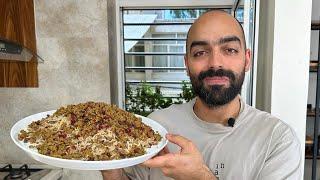 عدس پلو با سس گوشت، زرشک و کشمش - adaspolo (lentil and rice)