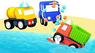 Die 4 kleinen Autos - Rettungsschwimmer am Strand - Lehrreicher Cartoon für kleine Kinder