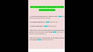Official Permit Test DMV New York State  questions verified with 100% correct answers
