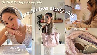 STUDY VLOG  VERY productive school days in my life, what’s in my backpack, LOTS of note taking