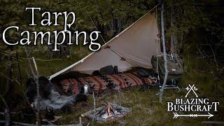 Tarp Camp By A River / Bushcraft / Campfire Cooking