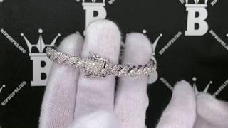 Iced Out Twisted Rope Bracelet | White Gold VVS Simulated | Hip Hop Bling | MBB301R