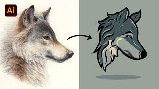 Adobe Illustrator Tutorial: Draw Wolf Face Mascot Logo | How to make a Mascot Logo | Hiru Designs