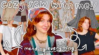 Finishing My ENTIRE DIY Pile | cozy thrift flip/mend with me!