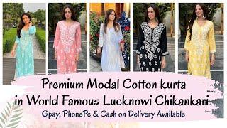 Most Demanding Wear Premium Modal Cotton Kurta In Pure Lucknowi Chikankari  | COD Available |EP-68