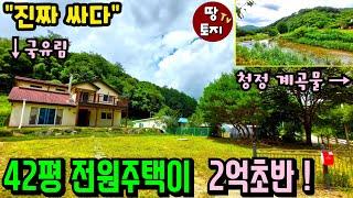 (급매 4천만원 가격인하! 2.3억 → 1.95억)계곡물과 국유림으로 둘러쌓인 힐링 홍천 전원주택 42평 주택이 2억초반!급매물 고속도로 가까운 세컨하우스 단독주택 별장 소액 소형