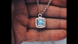 Women's Designer Handcrafted Silver Framed Blue Larimar Pendant Necklace | LUGDUN ARTISANS