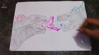 How to Draw Godzilla vs Shimo from Godzilla x Kong New Empire | Godzilla drawing | Sketching