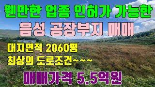 [음성공장부지매매] 웬만한 업종 인허가 가능 / 대지면적 2060평 매매가격 5.5억원 / 최고의 도로조건 및 진출입로 확보!!