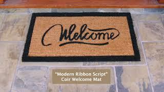 Modern Ribbon Script Coir Welcome Mat