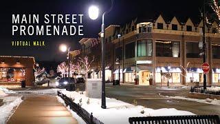 Night Virtual Walk - Main Street Promenade Naperville IL [4k]