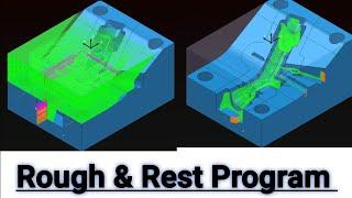 ROUGH AND REST PROGRAM POWERMILL COMPLETE TUTORIAL BEGINNER VMC PROGRAMMING #delcam #vmc