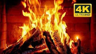  Cozy Fireplace 4K (12 HOURS). Fireplace with Crackling Fire Sounds. Fireplace Burning 4K