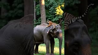 A Tiger & an Elephant | Best Friends  #tigercub #elephant #shortvideo