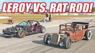 Leroy Stripped Corvette vs. RAT ROD Race!