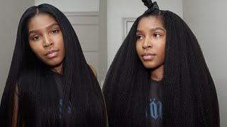 MAKING A WIG + INSTALL+ STRAIGHTENING SUPER NATURAL KINKY STRAIGHT BUNDLES | ASTERIA HAIR