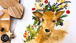 Paint a Whimsical Watercolor Christmas Reindeer - fabulous fun holiday project! (PLUS Sketch Update)