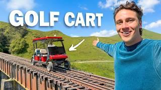 Driving a GOLF CART on TRAIN TRACKS