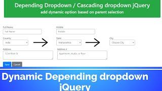 Dynamic dropdown / Cascading Dropdown jQuery  | jQuery tutorial | jQuery tutorial for beginners