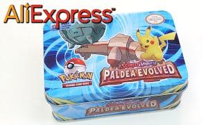 Fake Pokemon Cards Paldea Evolved Tin Opening from Aliexpress