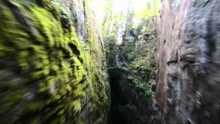 Zipline through an abandoned mine