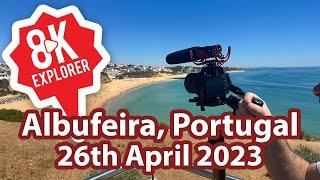 8K Explorer Gimbal walk around the city centre of Albufeira in Portugal, 26th April 2023