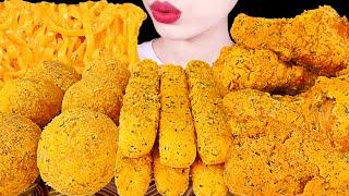 ASMR MUKBANG｜CHEESY CARBO FIRE NOODLES, FRIED CHICKEN, CHEESE BALL, CHEESE STICK 뿌링클 치킨 치즈스틱 치즈볼 먹방