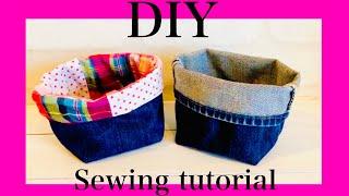 DIY Fabric basket ! Jeans recycled .remake denim basket