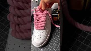 DIY: How to Make Dip Dye Rope Laces AF1 Custom Sneaker | Easy Step by Step (SATISFYING)! 🪢 #shorts