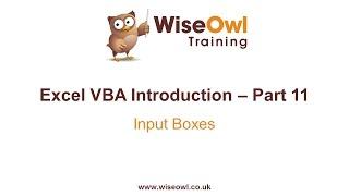 Excel VBA Introduction Part 11.1 - Input Boxes