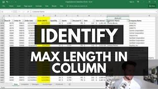 Excel Tip: Identifying Max Length in Column