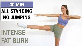 30 Min All Standing No Jumping | Fat Burning HIIT | Super Fun & Sweaty, Burn 350 Calories, No Repeat