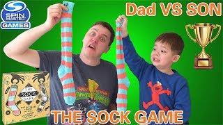 DAD VS SON The Sock Game Challenge! Fun Family Game By Spinmaster Games!