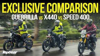 RE Guerrilla vs Triumph Speed 400 vs H-D X440 Detailed Comparison | Which one is for you?