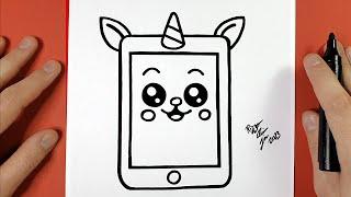 HOW TO DRAW A CUTE UNICORN SMARTPHONE EASY STEP BY STEP