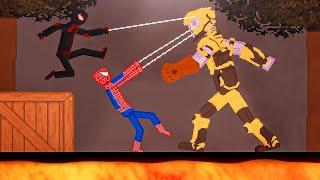 Spider-Man and Miles Morales vs Thanos on Lava in People Playground